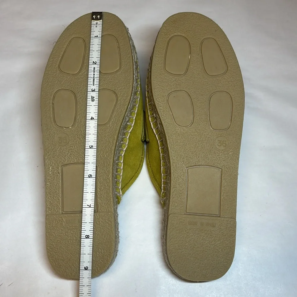 Equitare NWOB Leather Slip-On Espadrille Lime Green Mules EU Size 36, US Size 6